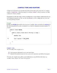 Compile Time and Runtime