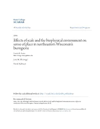 Effects of Scale and the Biophysical Environment on Sense of Place in Northeastern Wisconsin's Bioregions Francis R
