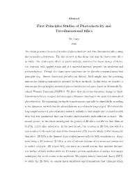 First Principles Studies of Photoelasticity and Two-Dimensional Silica