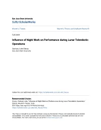 Influence of Night Work on Performance During Lunar Telerobotic Operations