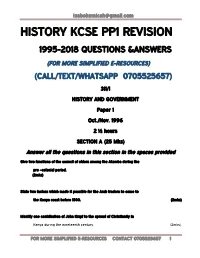 Kcse History Pp1 Revision