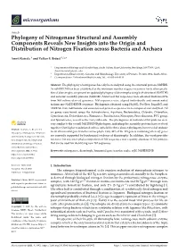Phylogeny of Nitrogenase Structural and Assembly Components Reveals New Insights Into the Origin and Distribution of Nitrogen Fixation Across Bacteria and Archaea
