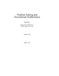 Problem Solving and Recreational Mathematics
