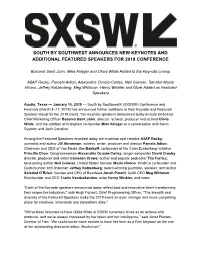South by Southwest Announces New Keynotes and Additional Featured Speakers for 2019 Conference