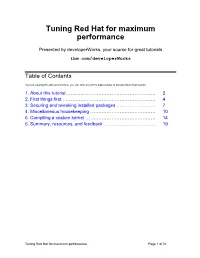 Tuning Red Hat for Maximum Performance