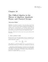 Chapter 19 the Clifford Algebra in the Theory of Algebras, Quadratic