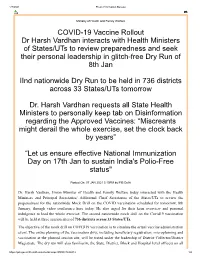 COVID-19 Vaccine Rollout Dr Harsh Vardhan Interacts with Health