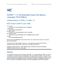 XHTML 1.0: the Extensible Hypertext Markup Language †Third Edition