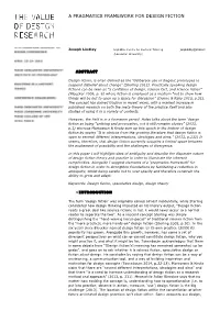 A Pragmatics Framework for Design Fiction