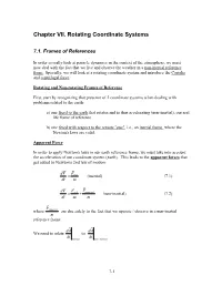 Chapter VII. Rotating Coordinate Systems