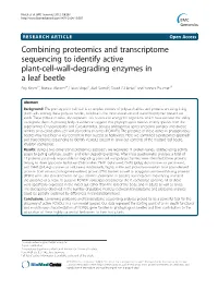 Combining Proteomics and Transcriptome Sequencing To
