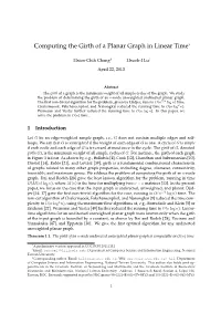 Computing the Girth of a Planar Graph in Linear Time∗