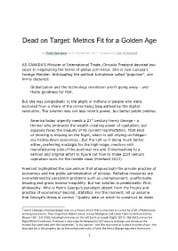 Dead on Target: Metrics Fit for a Golden Age