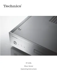 ST-G30L Music Server Operating Instructions