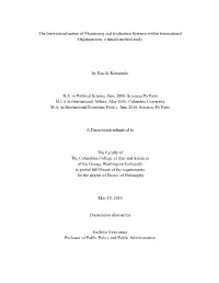 The Institutionalization of Monitoring and Evaluation Systems Within International Organizations: a Mixed-Method Study