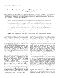 Bromeliads As Biodiversity Amplifiers and Habitat Segregation of Spider Communities in a Neotropical Rainforest