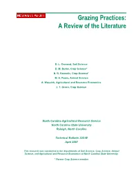 Grazing Practices: a Review of the Literature