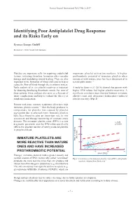 Identifying Poor Antiplatelet Drug Response and Its Risks Early On