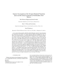 Seismic Investigation of the Yavapai-Mazatzal Transition Zone and the Jemez Lineament in Northeastern New Mexico