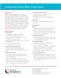 Cardiovascular Diseases Genetic Testing Program Information