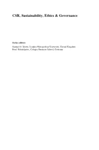 CSR, Sustainability, Ethics & Governance