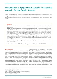 Identification of Apigenin and Luteolin in Artemisia Annua L. for the Quality