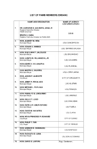 List of Pamb Members Enbanc