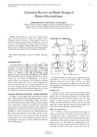 Literature Review on Blade Design of Hydro-Microturbines