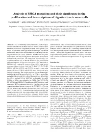 Analysis of RHOA Mutations and Their Significance in the Proliferation and Transcriptome of Digestive Tract Cancer Cells