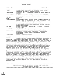 AVAILABLE from ABSTRACT DOCUMENT RESUME Mental