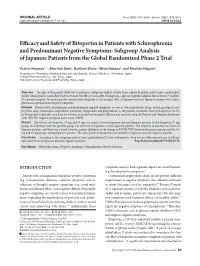 Efficacy and Safety of Bitopertin in Patients with Schizophrenia And