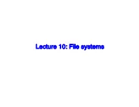 Lecture 10: File Systems File Systems, Databases, Cloud Storage