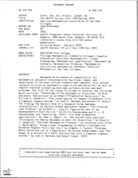 The AMATYC Review, Fall 1992-Spring 1993. INSTITUTION American Mathematical Association of Two-Year Colleges