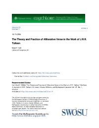 The Theory and Practice of Alliterative Verse in the Work of J.R.R. Tolkien