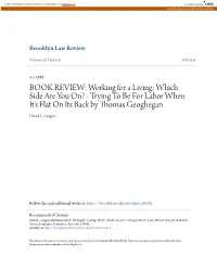 Trying to Be for Labor When It's Flat on Its Back by Thomas Geoghegan David L