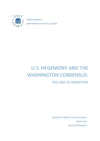 U.S. Hegemony and the Washington Consensus
