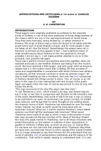 Appreciations and Criticisms Dickens by Gk