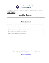 Audita Querela a Guide to Resources in the Law Library