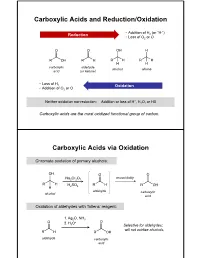 Carboxylic Acids and Reduction/Oxidation Carboxylic