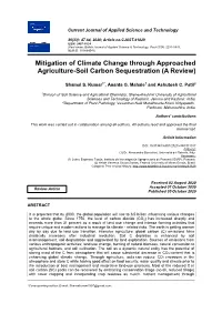 Mitigation of Climate Change Through Approached Agriculture-Soil Carbon Sequestration (A Review)