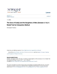 The Sons of God(S) and the Daughters of Men (Genesis 6.1-4): a Model Text for Interpretive Method