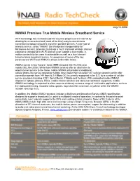 Wimax Promises True Mobile Wireless Broadband Service