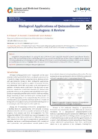 Biological Applications of Quinazolinone Analogues: a Review