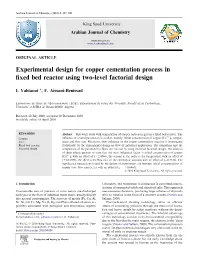 Experimental Design for Copper Cementation Process in Fixed Bed