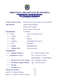 PROVINCIA REGIONALE DI MESSINA 1° Dipartimento – Servizi Alle Persone - U.O