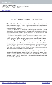Quantum Measurement and Control Howard M
