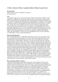 A Policy Analysis of Player Acquisition Rules in Major League Soccer