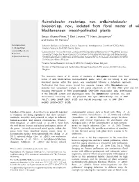 Acinetobacter Nectaris Sp. Nov. and Acinetobacter T 8127 ), Isolated from Floral Nectar of the Plant Species Boissieri Sp