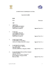 COMPETITION COMMISSION of INDIA Case No. 07 of 2020 in Re