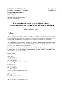 Country Classifications in Migration Statistics - Present Situation and Proposals for a Eurostat Standard